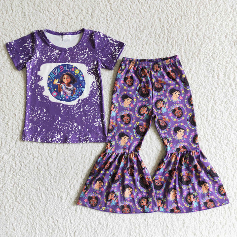 kids clothing cartoon purple short sleeve fall spring set