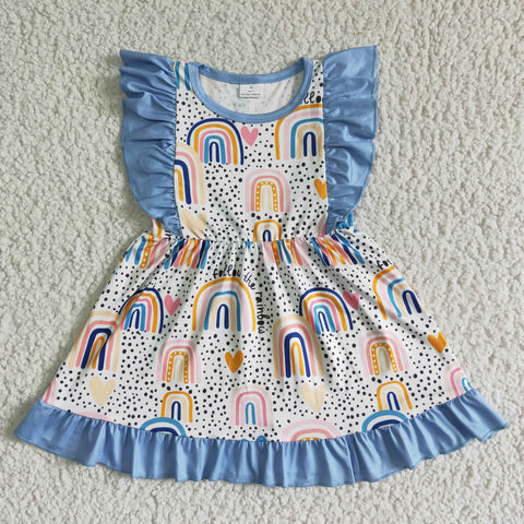 GSD0016 kids clothing blue rainbow summer dress-promotion 2024.1.27
