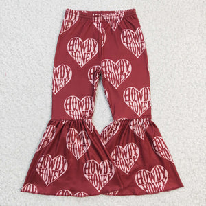 P0052 baby girl clothes heart valentines day bell bottom pant