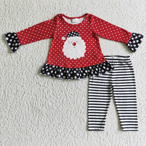 GLP0224 red santa claus toddler girl clothes toddler christmas outfit