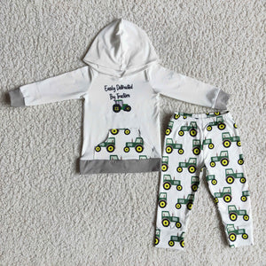 6 A23-30 baby boy clothes tractors hoodies winter long sleeve set