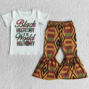 girl clothes black history short sleeve fall spring set
