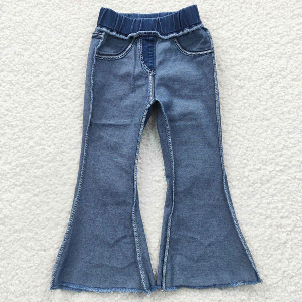 P0070 kids clothes girls blue bell bottom jeans flare pant