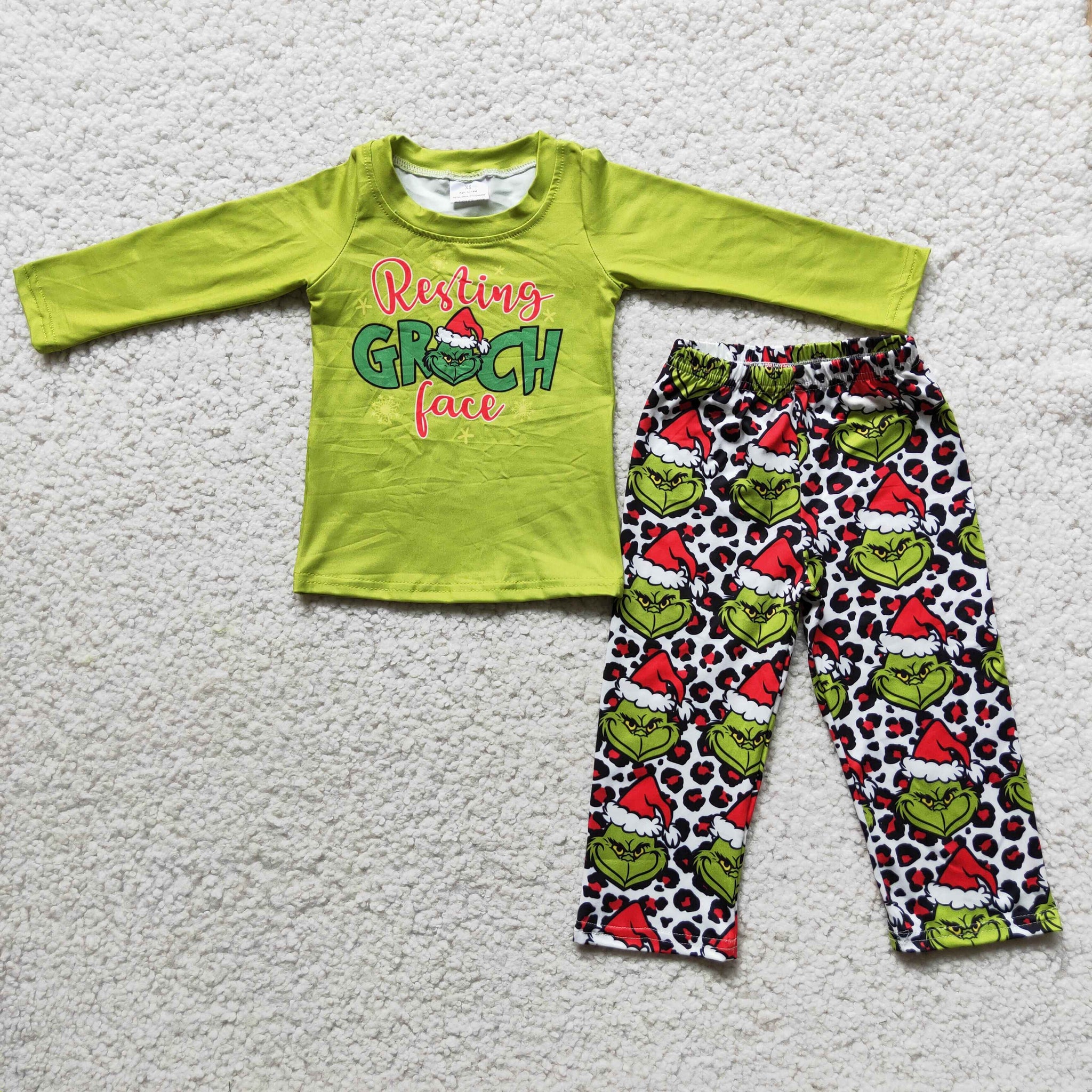 6 C10-37 Boy christmas green long sleeve outfit set - promotion 2023.10.21