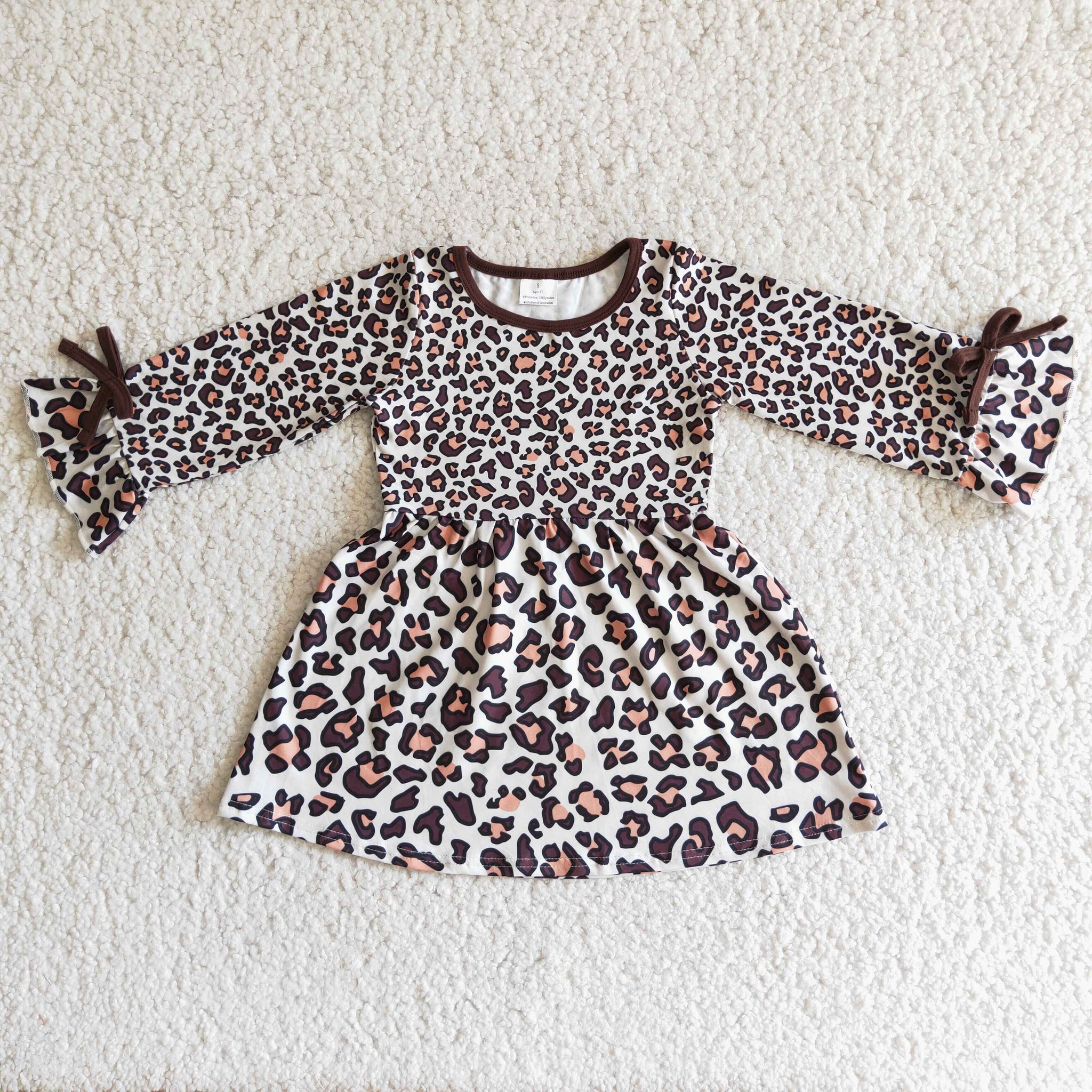 girl leopard winter long sleeve dress