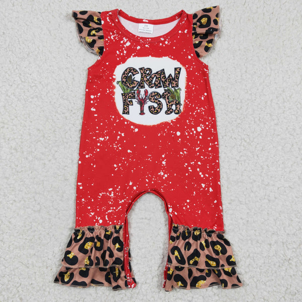 SR0149 baby clothes red crawfish summer romper