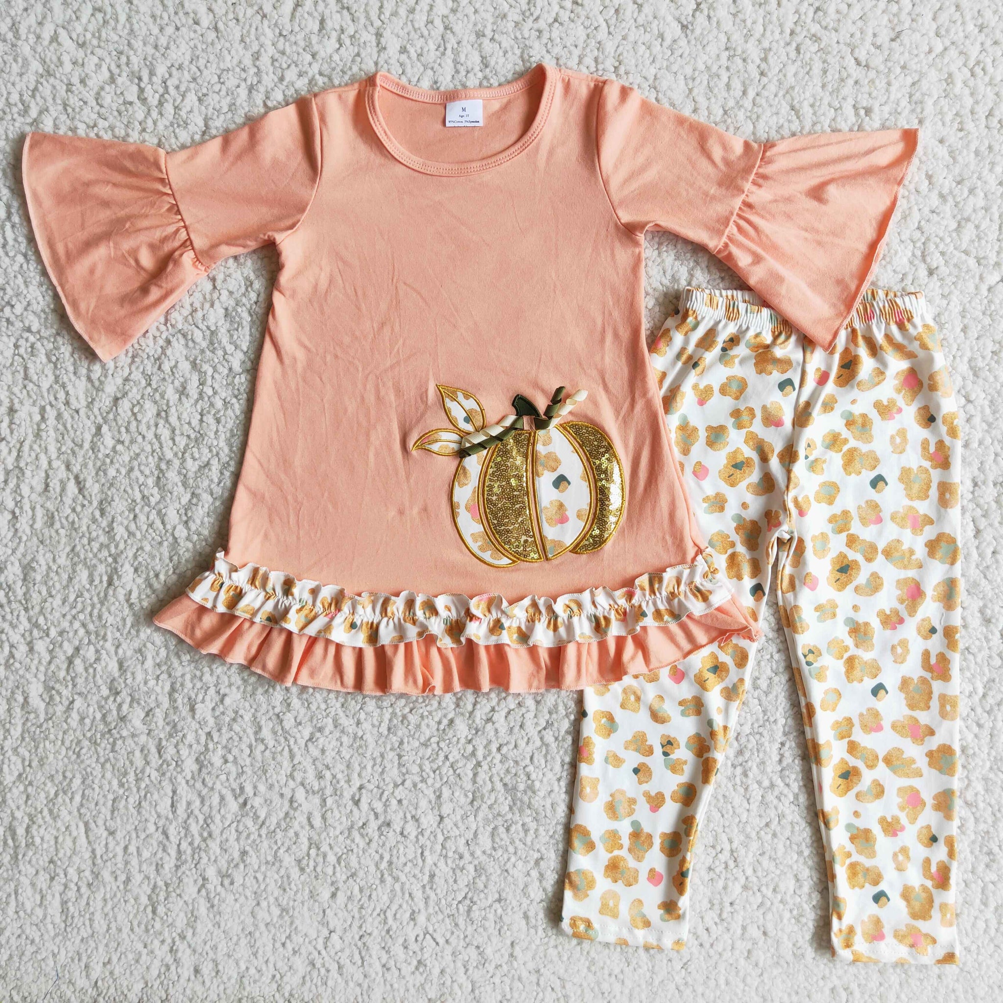 6 A9-30 baby girl clothes pumpkin embroidery girl halloween outfit
