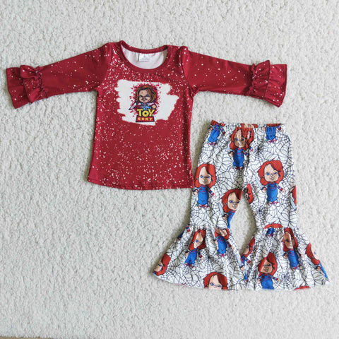 girl halloween red toy gory long sleeve set