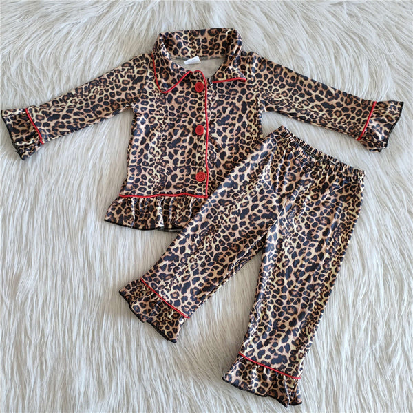 6 B4-23 girl winter clothes leopard pajamas