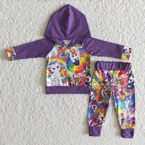 6 B11-3 Boy purple cartoon hoodies set boys winter long sleeve outfits-promotion 2023.12.23