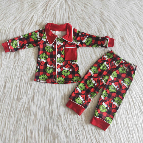 6 B1-25 baby boy clothes pocket christmas pajamas set