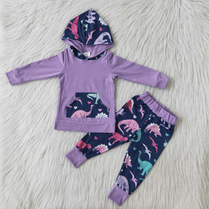 6 A18-2 baby boy clothes purple dinosaur purple winter hoodies outfits