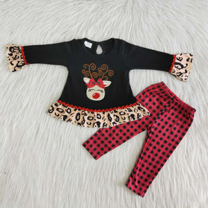 6 A18-27 baby girl clothes deer embroidery christmas outfits