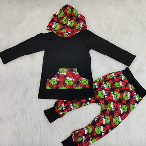 6 A10-29 baby boy clothes black hoodies christmas set