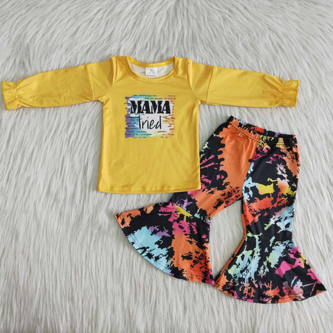 6 A22-15 girl yellow mama tried winter long sleeve set-promotion 2023.9.16