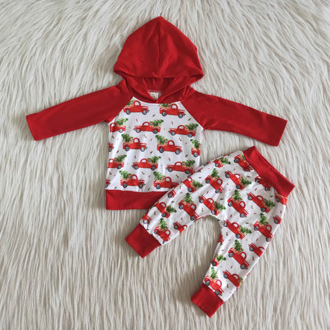 6 A29-28 baby girl clothes red tree truck christmas hoodies outfits-promotion 2023.11.11