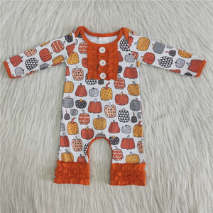 6 B8-20 baby girl clothes halloween baby orange pumpkin romper