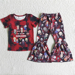 girl halloween red short sleeve set see you in your oreams