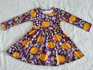6 A12-14 halloween costume toddler girl clothes pumpkin long sleeve dress-promotion 2023.9.13