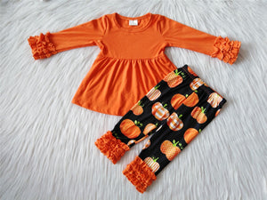 girl halloween orange pumpkin set
