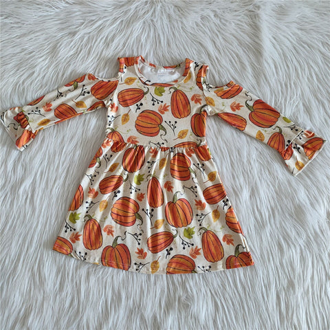 6 A12-2 girl halloween orange pumpkin long cold sleeve dress-promotion 2023.8.21