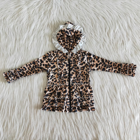 6 B6-23 baby girl clothes winter leopard long sleeve zipper coat