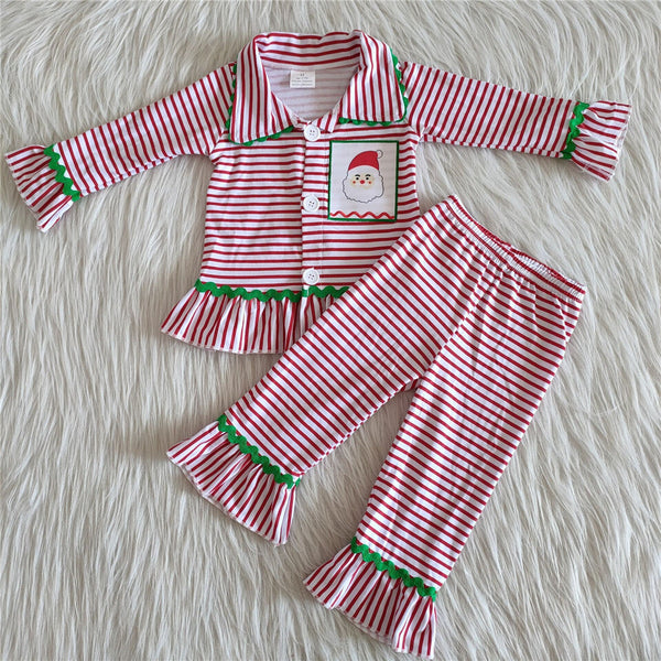 toddler clothes cotton res stripe santa claus matching christmas pajamas set
