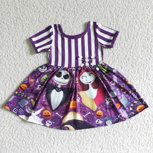 GSD0108 girl purple stripe halloween dress