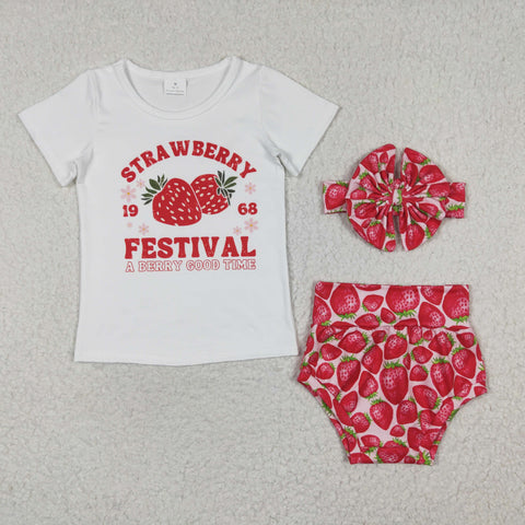 GBO0097 baby clothes strawberry bummies summer outfit