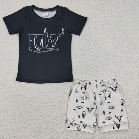 BSSO0213 baby boy clothes cow print farm summer outfit