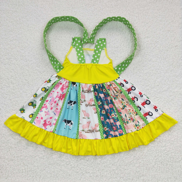 A0-21 flower girl dress summer yellow farm car pig twirl dress-promotion 2023.12.30