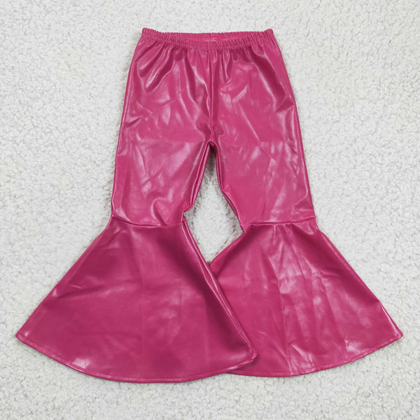 P0048 baby girl clothes hot pink leather pant