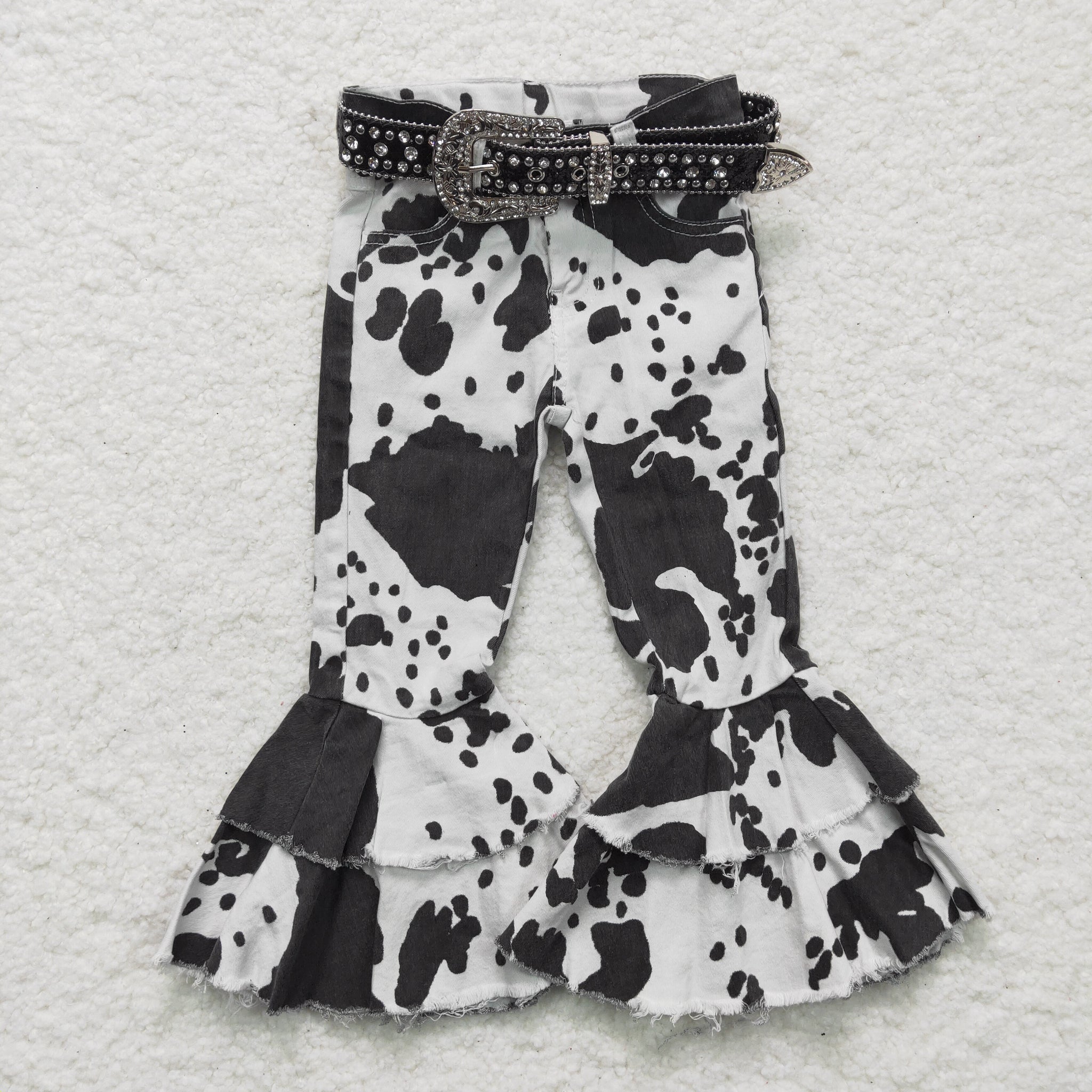 P0001 baby girl clothes cow denim pants bell bottom pant jeans