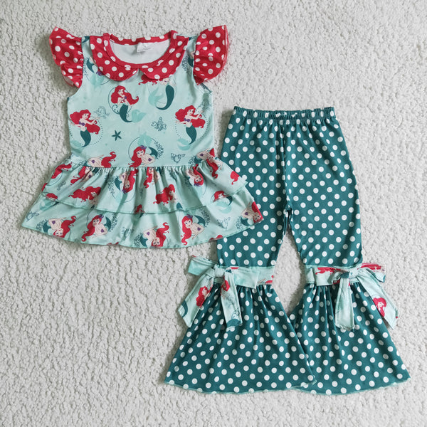 GSPO0201 baby girl clothes green cartoon fall spring outfits