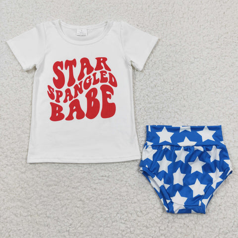 GBO0101 baby clothes 4th of July bummies set