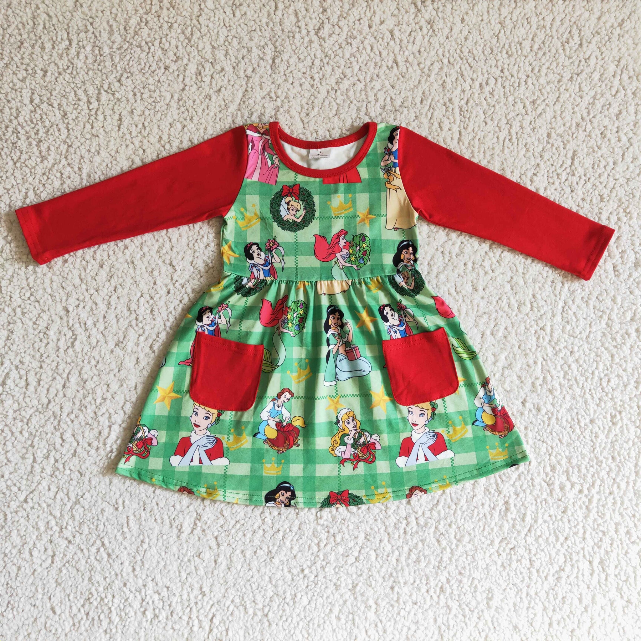GLD0048 baby girl clothes princess long sleeve dress