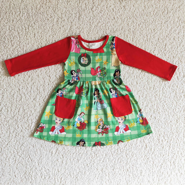 GLD0048 baby girl clothes princess long sleeve dress
