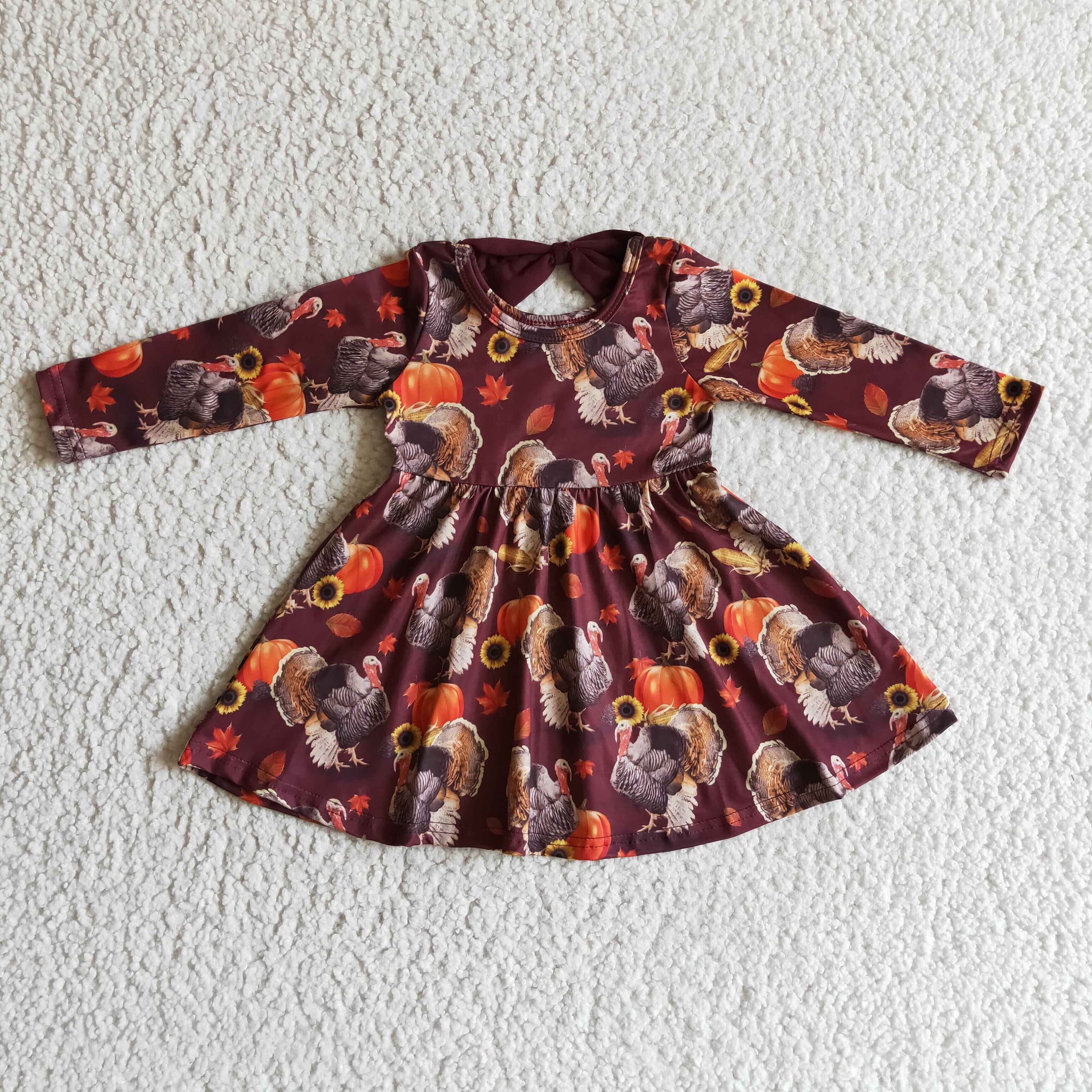 GLD0053 kids clothes girls turkey dresses thanksgiving clothes