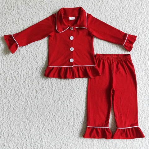 GLP0101 sleepwear girl winter red christmas pajamas