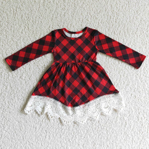GLD0024 baby girl clothes red plaid girl winter dresses