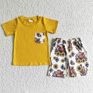 BSSO0069 Boy summer pocket short sleeve set
