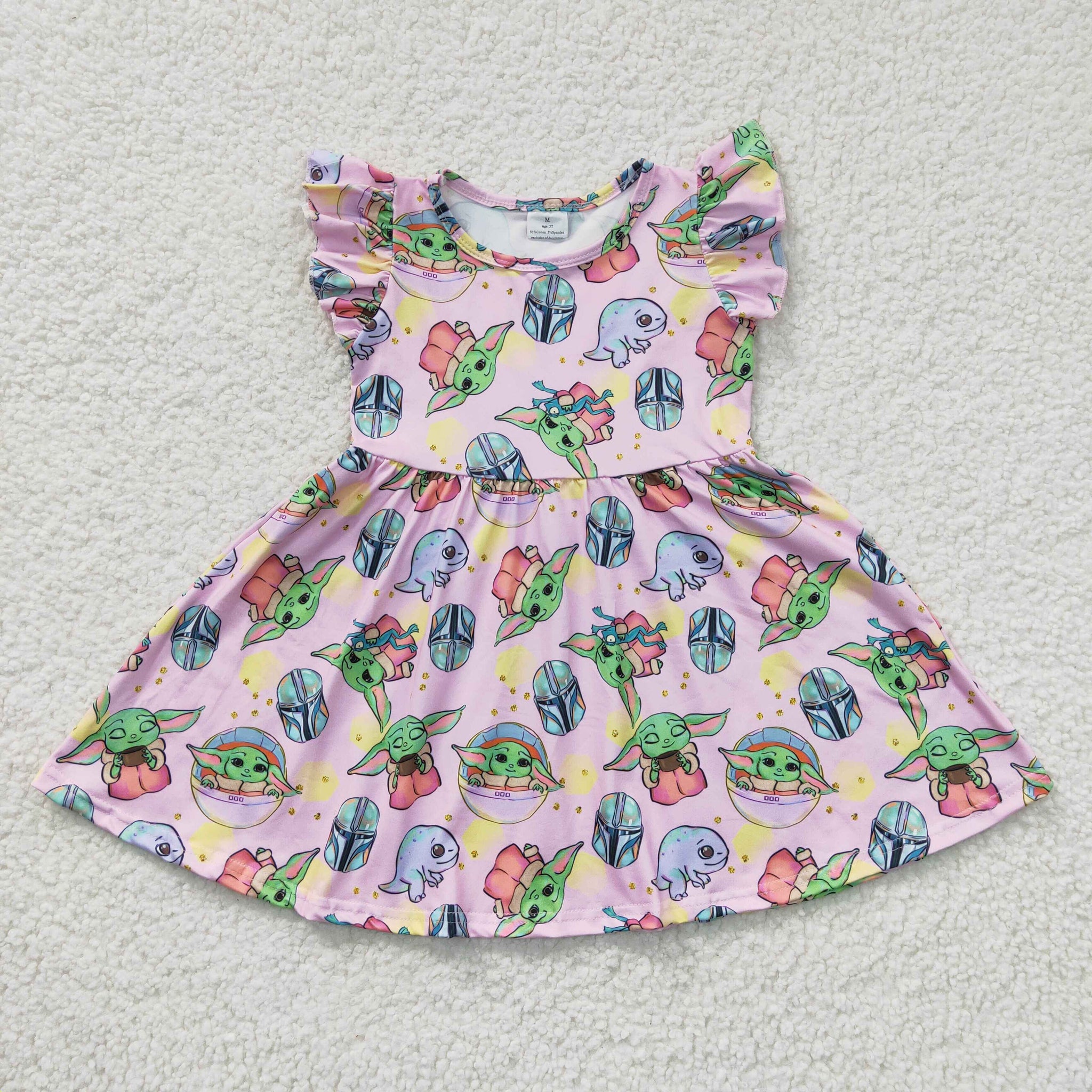 B14-10 kids clothes girls pearl dress summer twirl dress