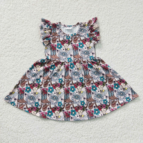 GSD0165 baby girl clothes summer dress cow pearl dress