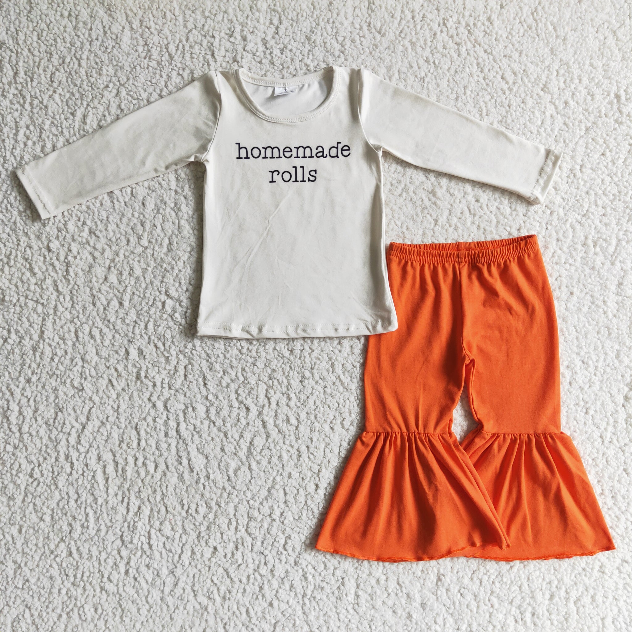 GLP0217 homemade rolls orange toddler girl clothes