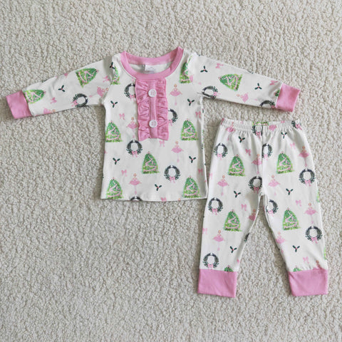 6 A16-27 girl winter pink tree long sleeve pajamas-promotion 2023.11.4