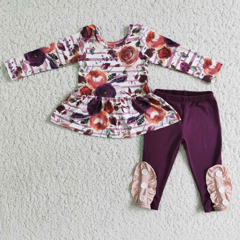 6 B6-3 baby girl clothes purple floral outfits winter clothes for girls-promotion 2023.11.18