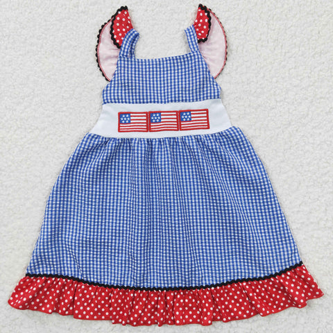 GSD0191 toddler girl clothes july 4th embroidery patriotic summer dress
