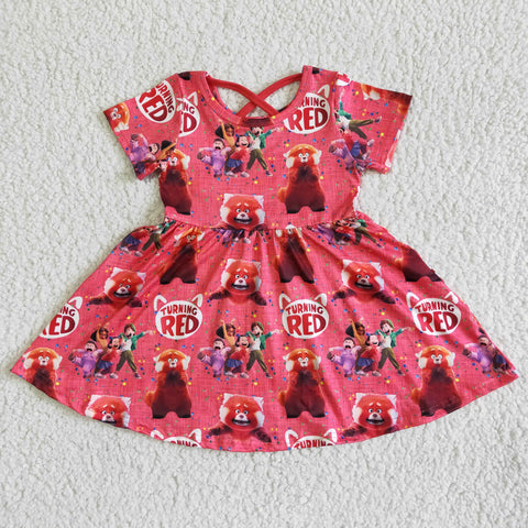 GSD0059 kids clothing girl cartoon red short sleeve dress-promotion 2024.3.23 $5.5