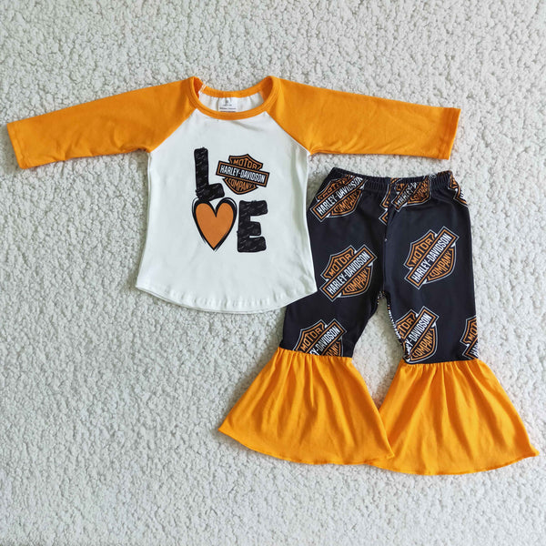 6 A3-2 toddler girl clothes orange state outfits love long sleeve outfits