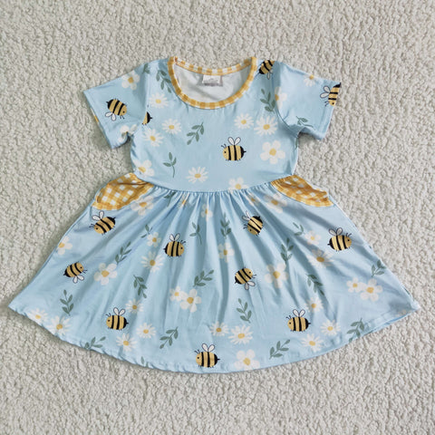 GSD0021 kids clothing summer bee farm short sleeve pocket dress-promotion 2024.3.30 $5.5